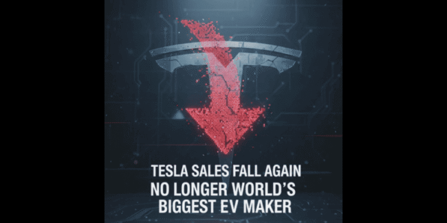 Tesla Sales Fall Again, No Longer World’s Biggest Electric Vehicle Maker