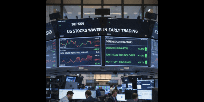 US Stocks Waver in Early Trading as Defense Contractors Surge